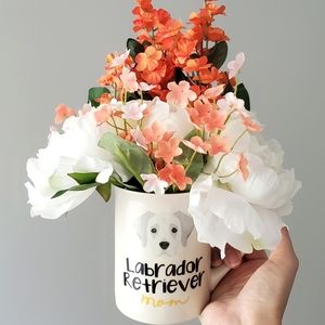 Labrador Retriever Mom Floral Mug Vase Handmade for Dog Lovers
